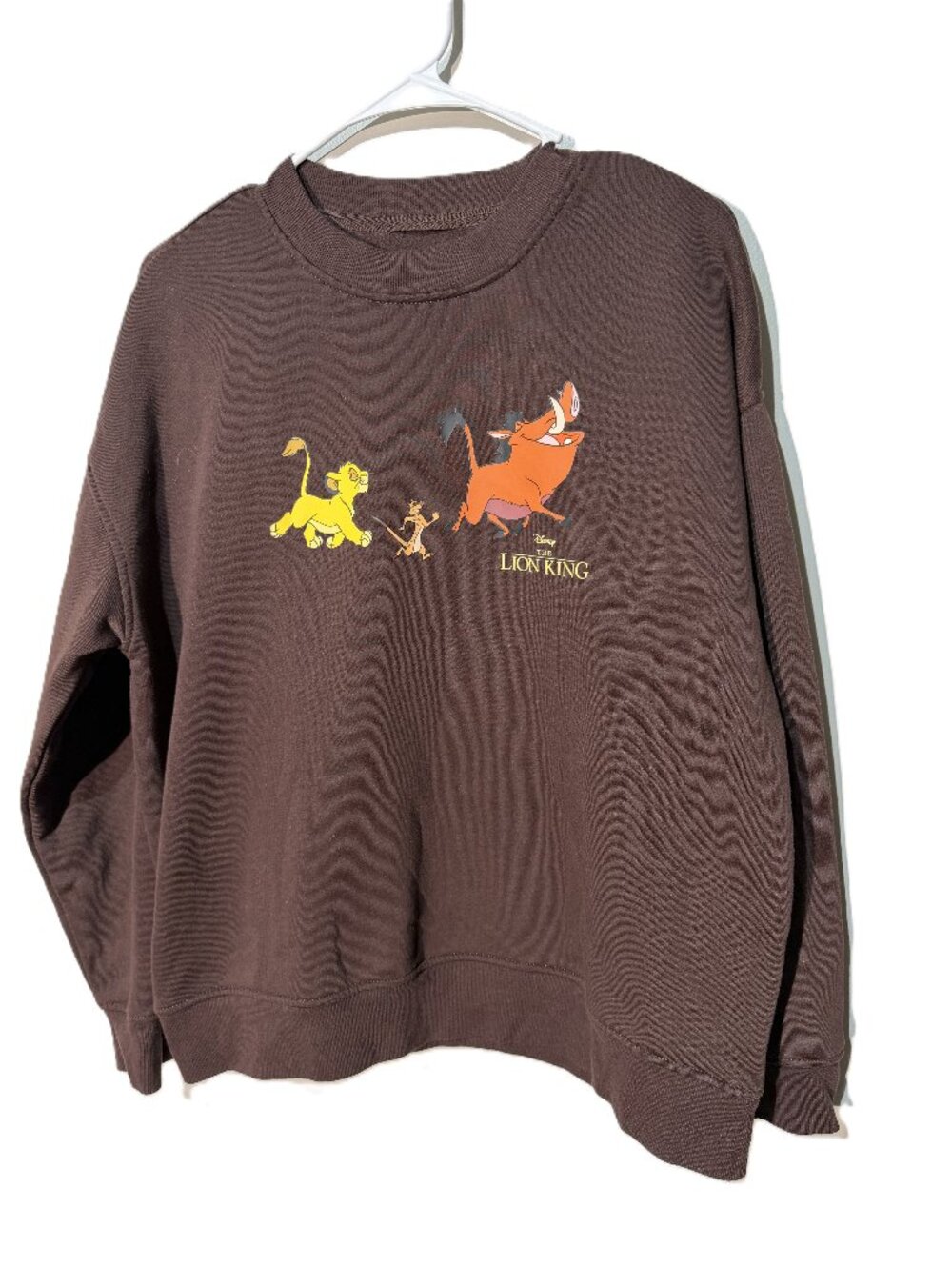 Primark Disney Lion King Sweatshirt M Brown Simba Timon Pumbaa Graphic Crewneck